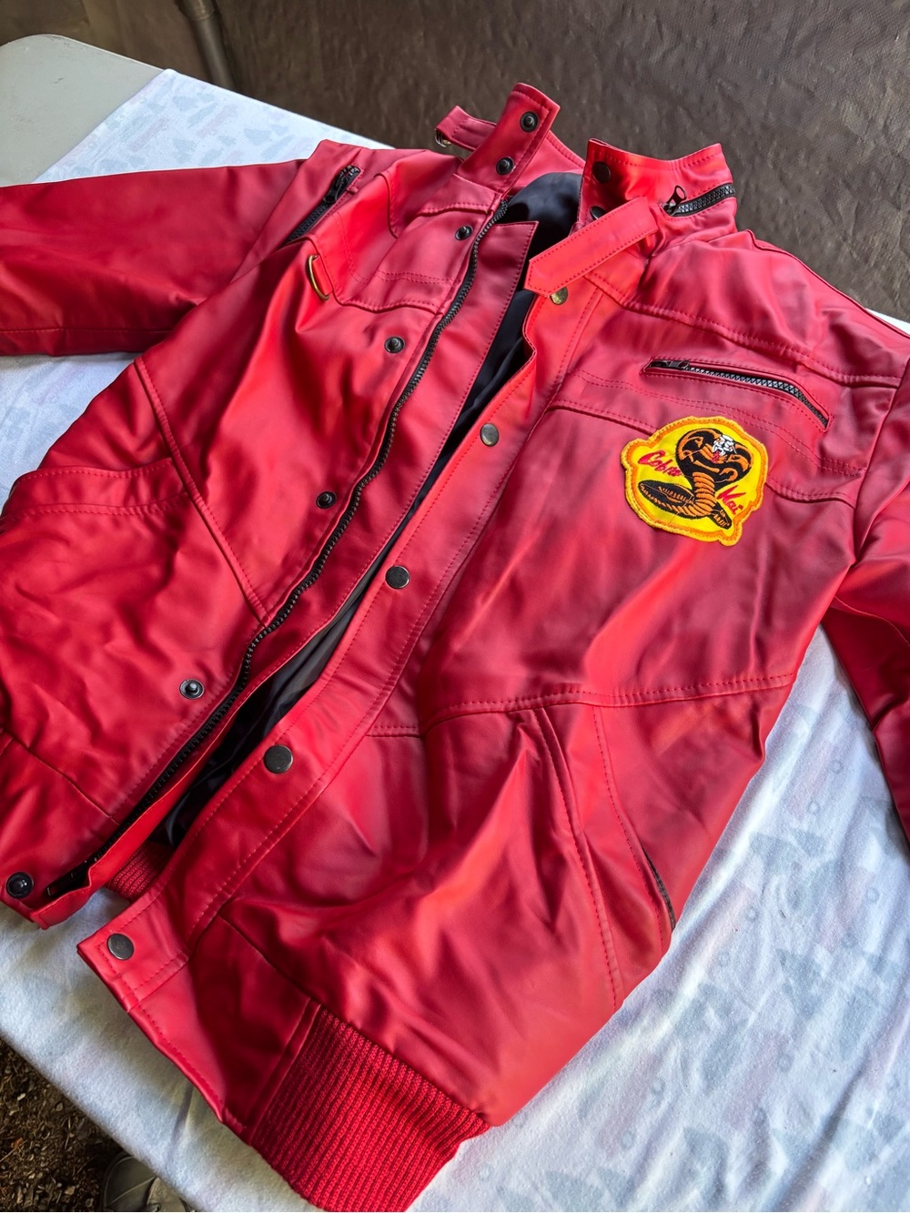 Red Men's Jacket with Cobra Kai Patch
